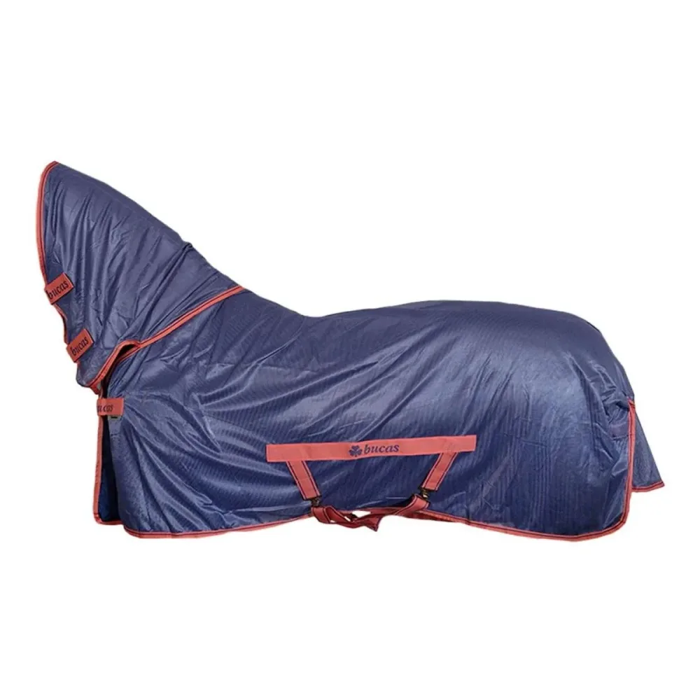 Bucas Fliegendecke Freedom mit Halsteil - Navy/Grape -  Grösse Pferdedecke: 115 cm