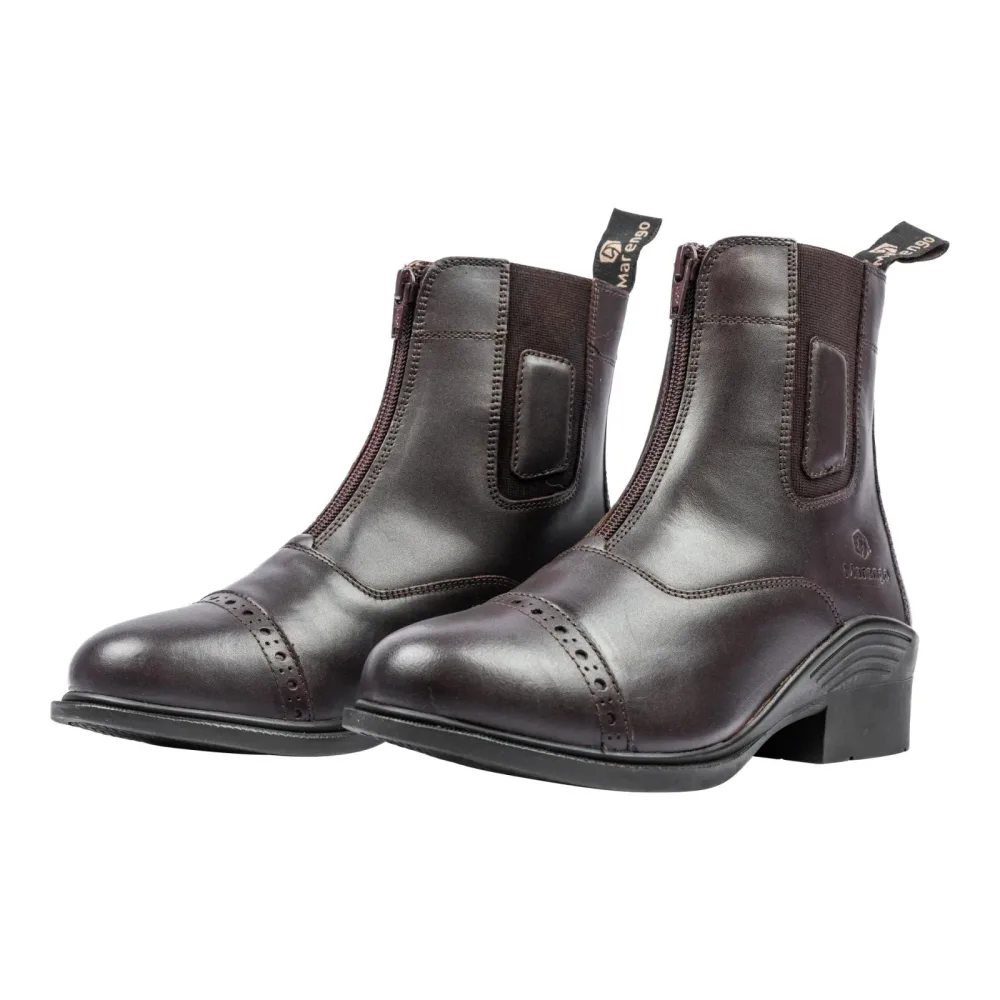 Marengo Reitstiefelette Frontzip Pro Echtleder - Braun -  Farbe: Braun, Grösse: 35
