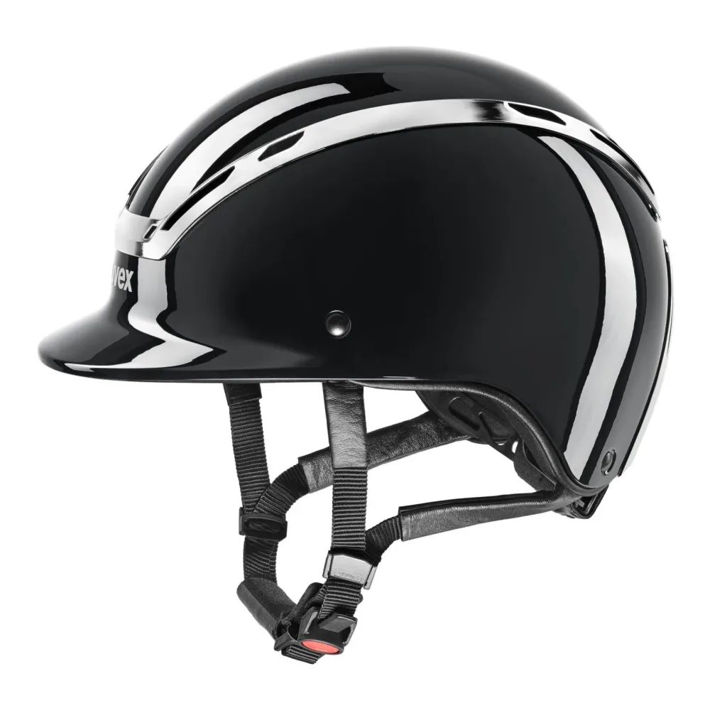 Uvex Reithelm Exxeed Shiny Chrome - Black -  Reithelmgrössen: 57-59, Farbe: Black