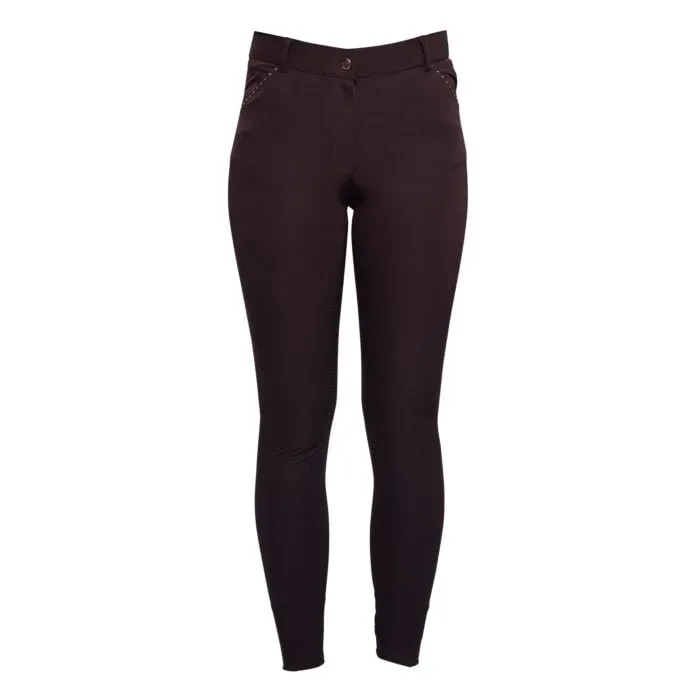HKM Reithose Rosegold Glamour Style Silikon-Vollbesatz - Braun/Roségold -  Grösse: 34