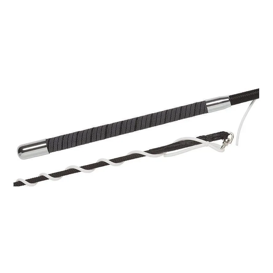 Fleck Longierpeitsche/ Nylongespinst mit Wickelgriff und Silikonschlag - Schwarz -