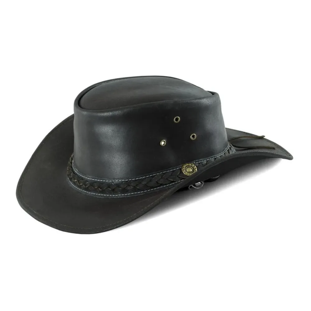 Lakota Westernhut Leder Zopfband Capello - Schwarz -  Farbe: Schwarz, Grösse: M