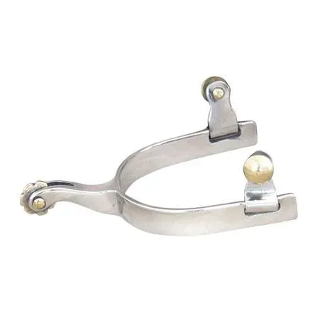 Western Imports Edelstahl Sporen mit kleinem Messingrad - Silber -