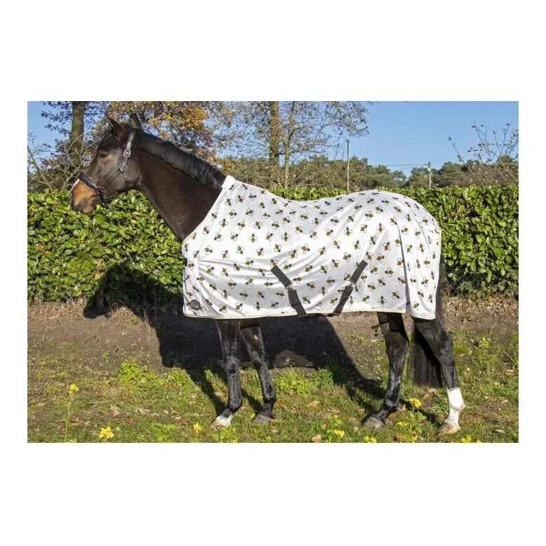 HKM Fliegendecke Bee - Weiss/Gelb -  Grösse Pferdedecken: 115 cm