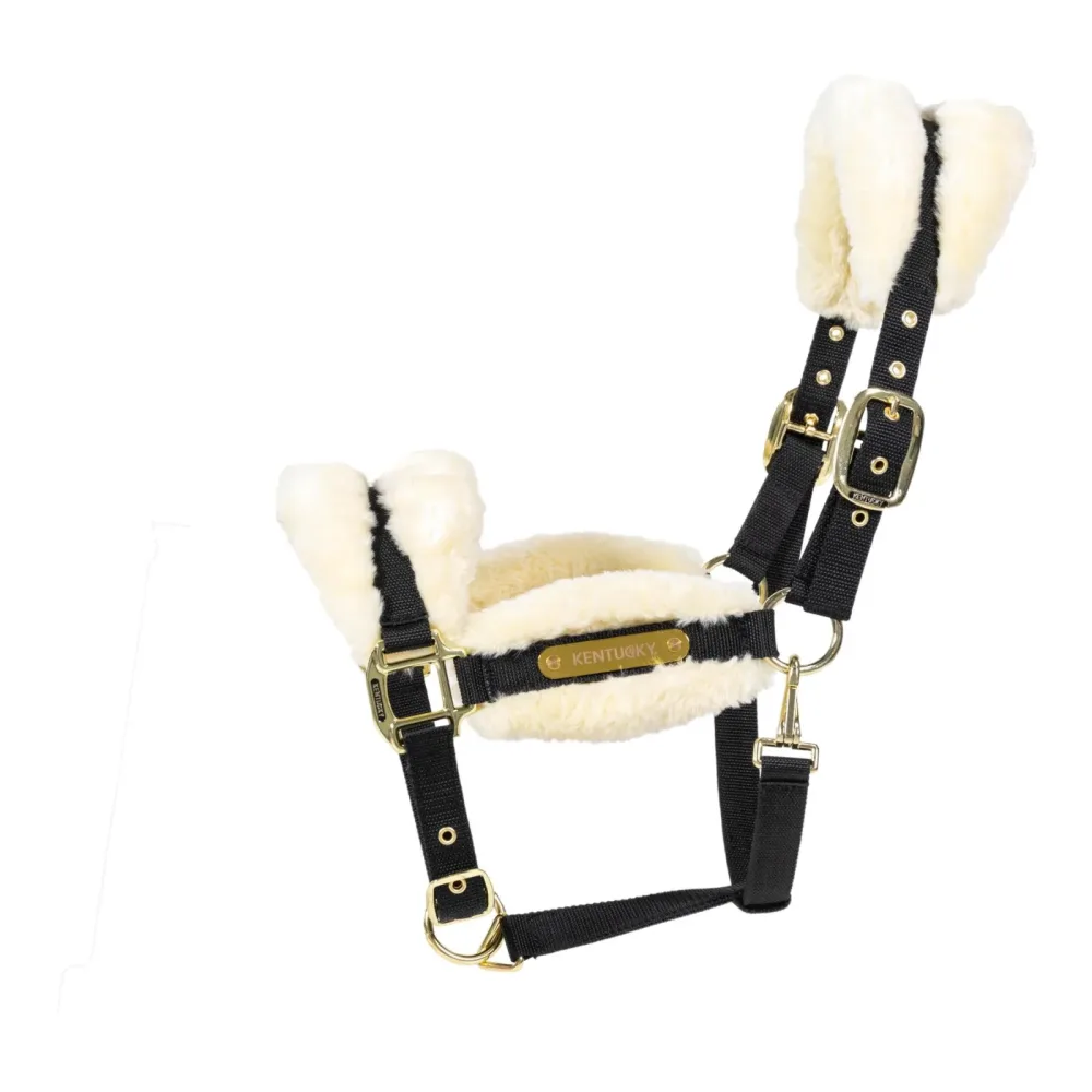 Kentucky Halfter Nylon sheepskin soft - Natural -  Farbe: Natural, Grösse Halfter: Cob