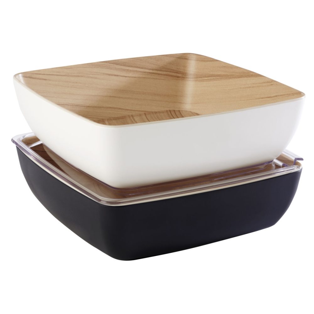 APS Schale FRIDA, Melamin, eckig; 2650 ml, 25x25x7.5 cm (LxBxH); beige/schwarz; quadratisch