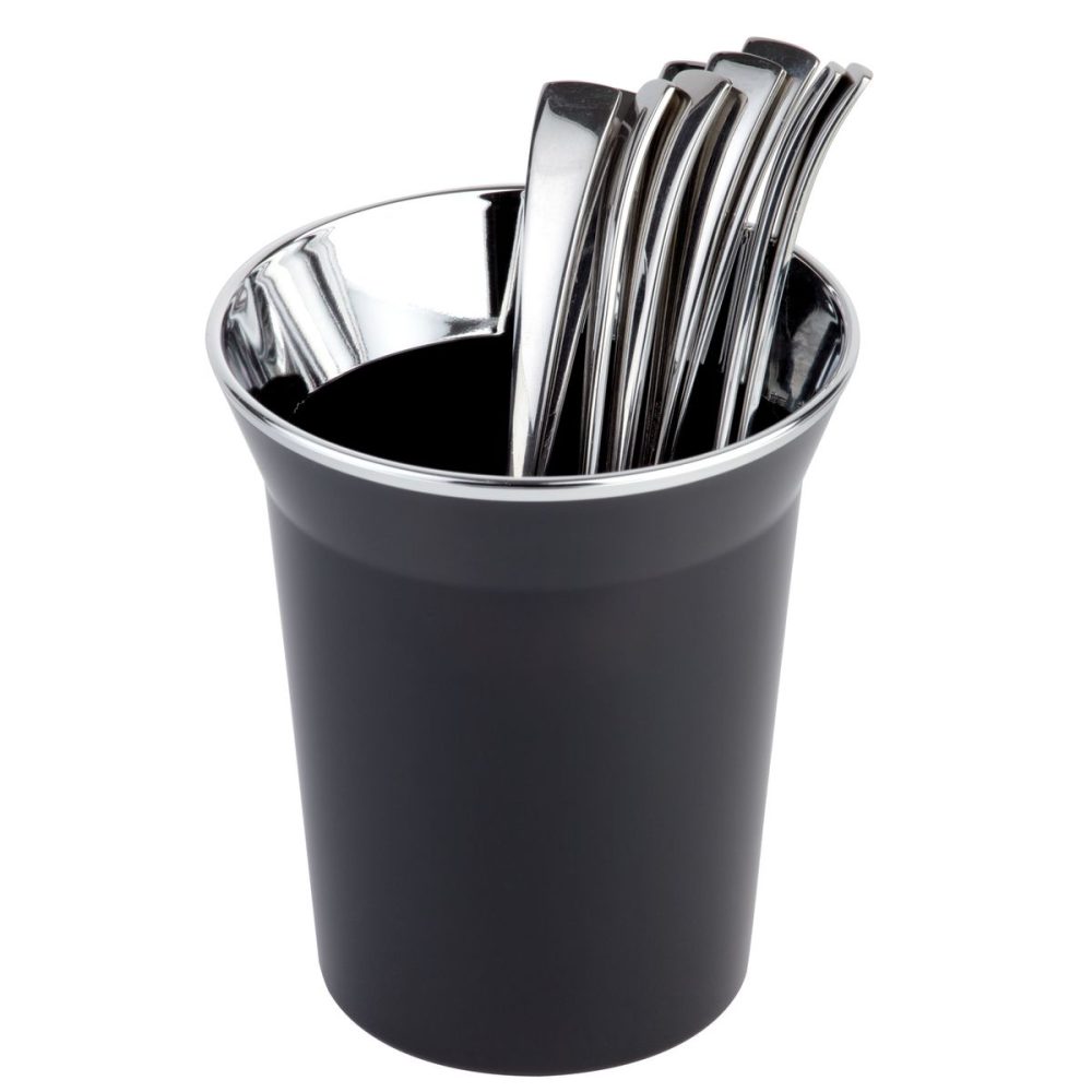 APS Tischreste- / Besteck Behälter TOP CHROM; 1000 ml, 13x15 cm (ØxH); schwarz; rund