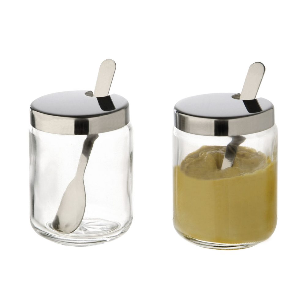 APS Senftöpfchen; 70 ml, 5x6.3 cm (ØxH); silber/transparent; 2 Stück / Pack