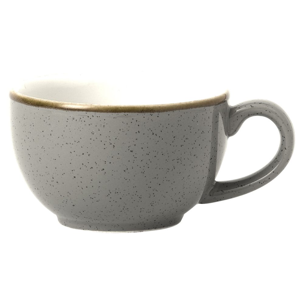 Churchill Cappuccino Tasse Stonecast Peppercorn; 170 ml, 9x5.5 cm (ØxH); grau/braun; rund; 12 Stück / Pack