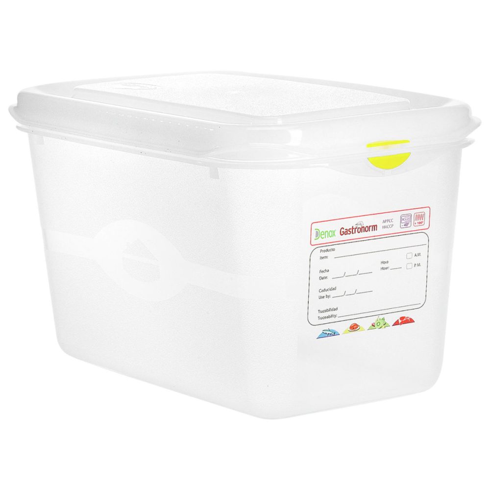 Denox GN-Kunststoffbehälter Dena 1/4; GN 1/4, 4300 ml, 26.5x16.2x15 cm (LxBxT); transparent; 6 Stück / Pack