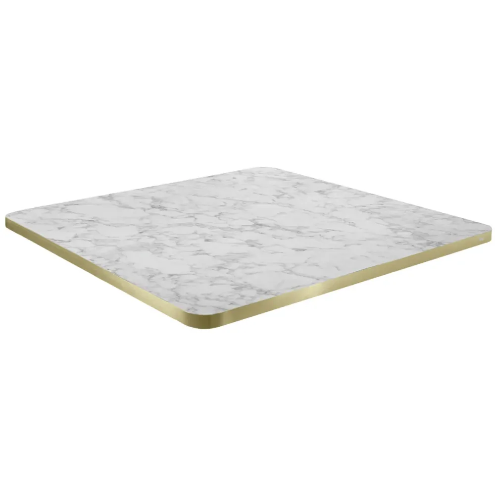 VEGA Indoor-Tischplatte Marvani quadratisch; 80x80x2.5 cm (LxBxH); gold/weiss/marmoriert; quadratisch