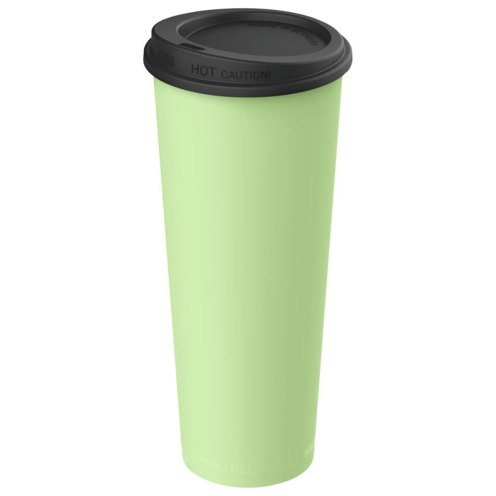 elasto REuse Mehrwegbecher Michigan inkl. Deckel; 500 ml, 7.9x18 cm (ØxH); grün/schwarz; 25 Stück / Pack