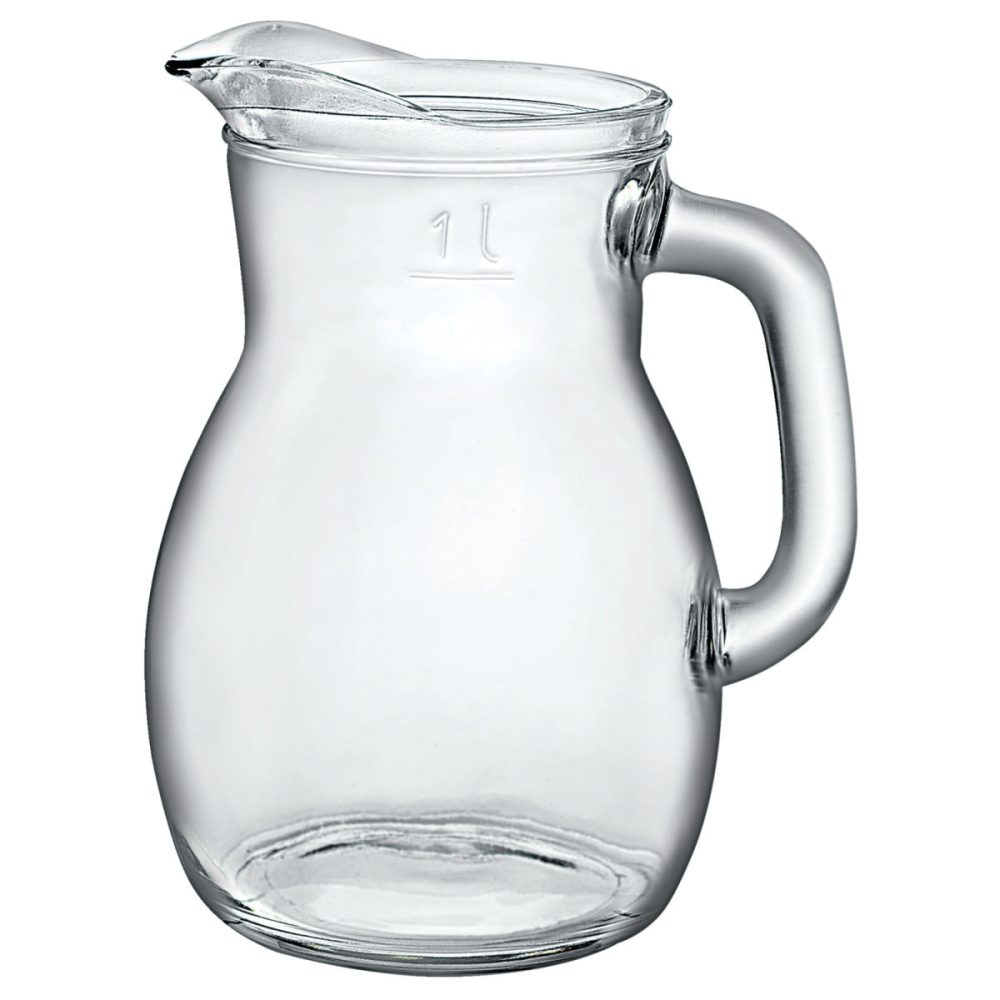Bormioli Rocco Glas-Krug Bistrot; 1200 ml, 9.3x18.5 cm (ØxH); transparent; rund; 1 l Eichstrich, 6 Stück / Pack