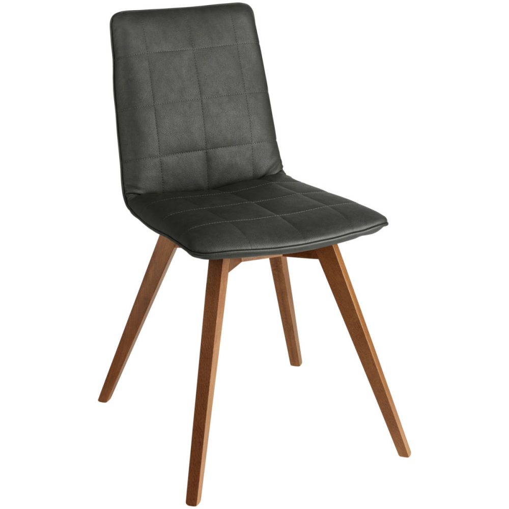 VEGA Schalenstuhl  Milaria Kunstleder, Gestell Holz; 60x51x88.5 cm (BxTxH); Sitz anthrazit, Gestell nussbaum; 2 Set / Pack