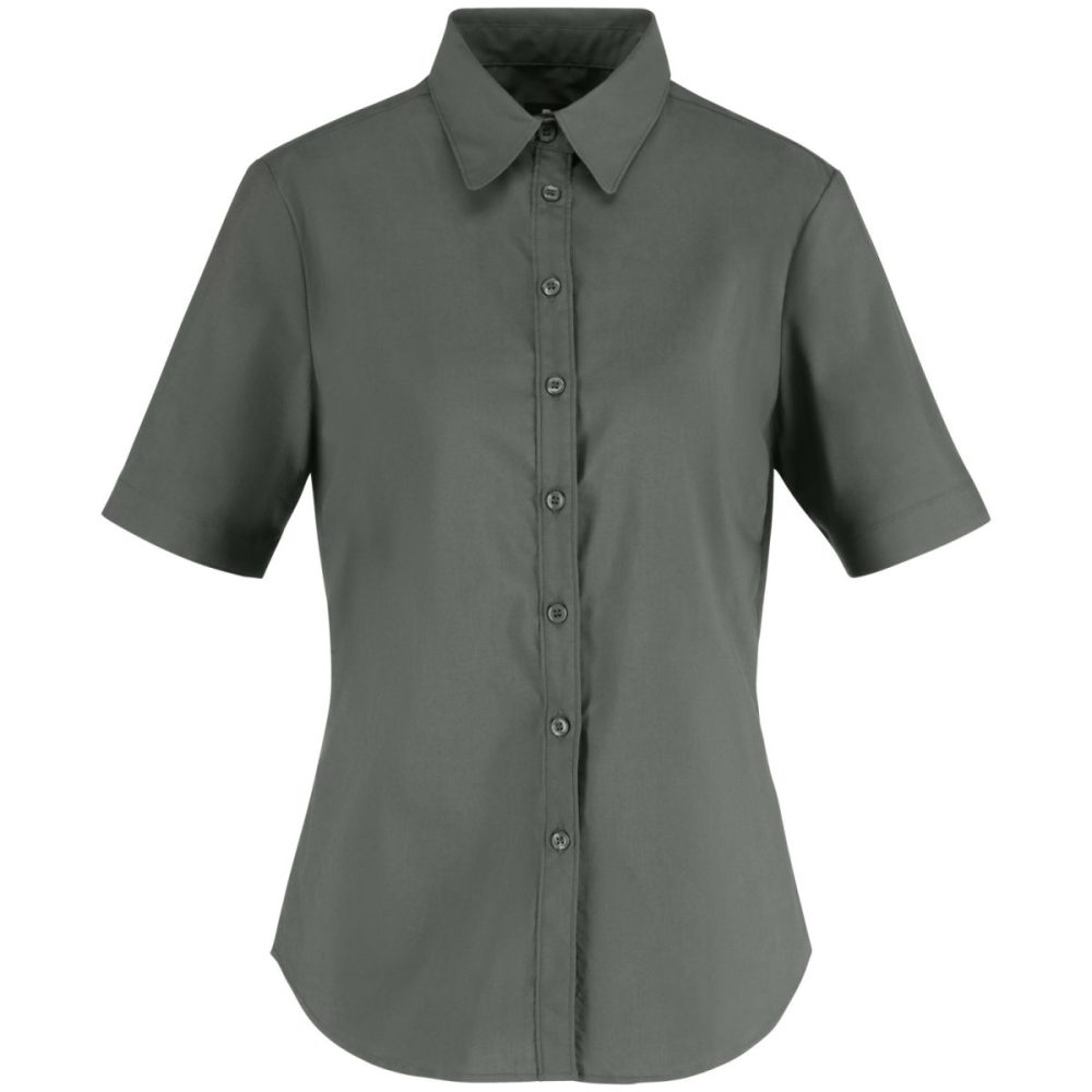 JOBELINE Damen Bluse Porter Kurzarm; Kleidergrösse 46; dunkelgrau