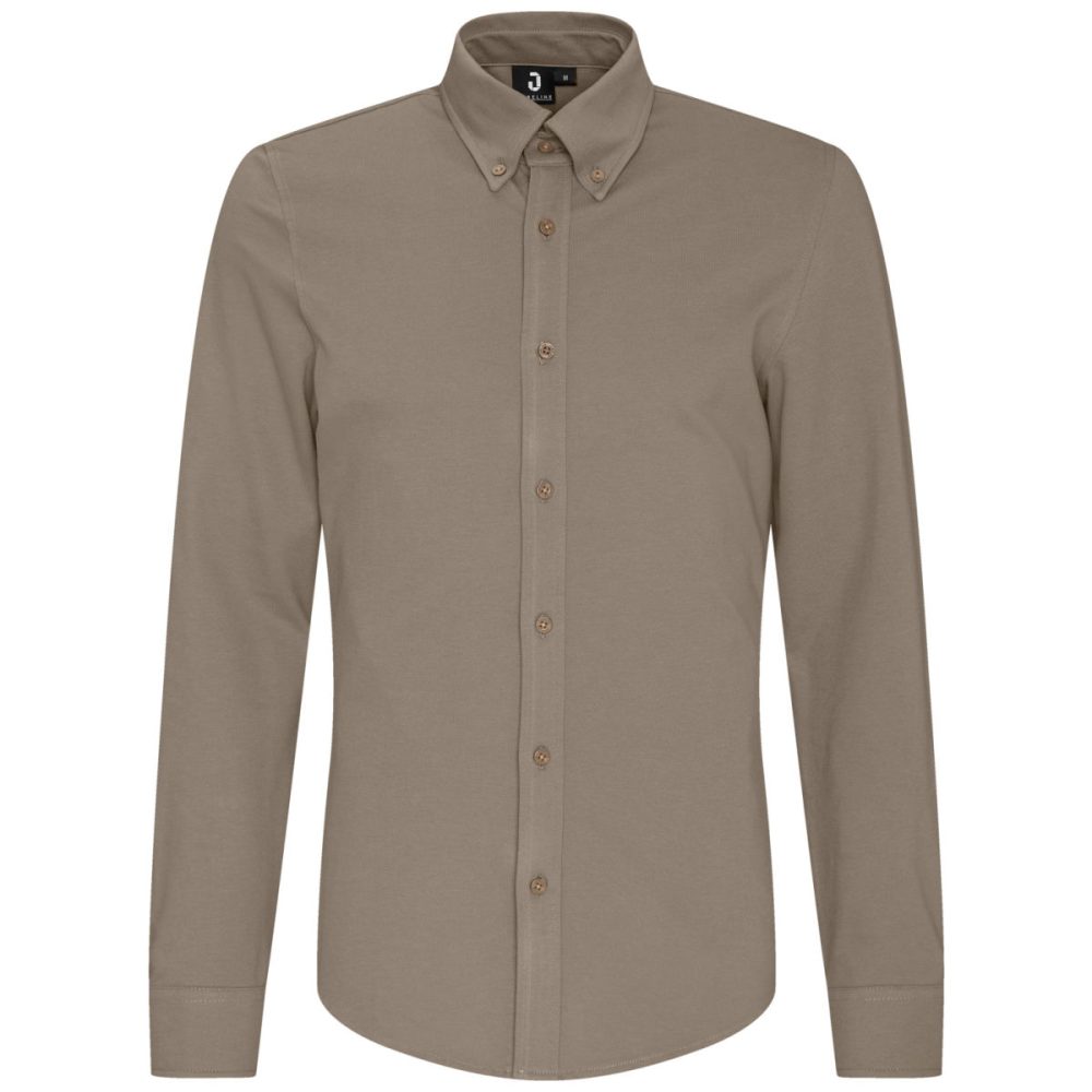 JOBELINE Herren Hemd Piqué Langarm; Kleidergrösse XL; taupe