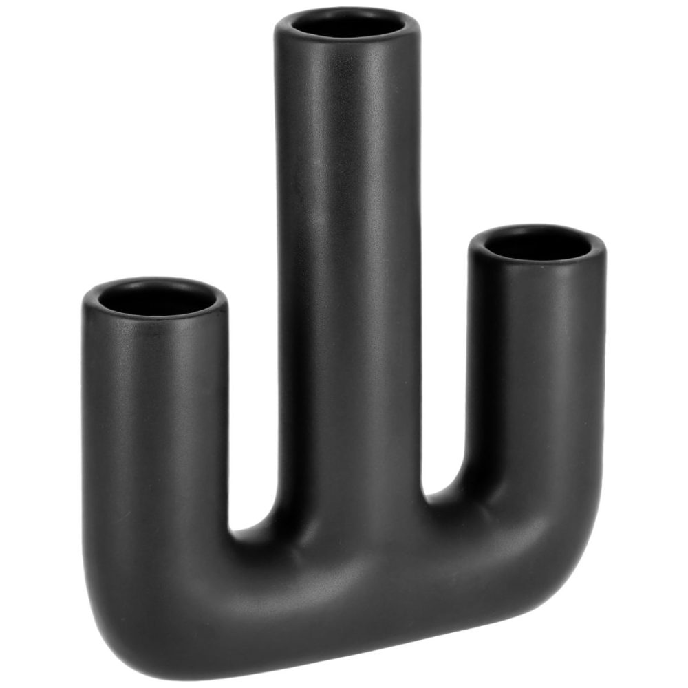 Vase Jano; 18x4.8x20.5 cm (LxBxH); schwarz