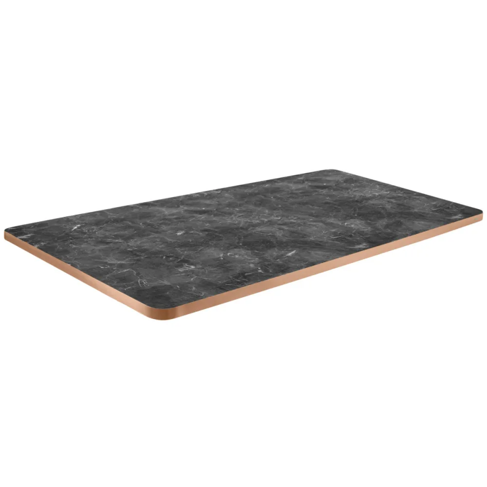 VEGA Indoor-Tischplatte Marvani rechteckig; 120x80x2.5 cm (LxBxH); kupfer/schwarz/marmoriert; rechteckig