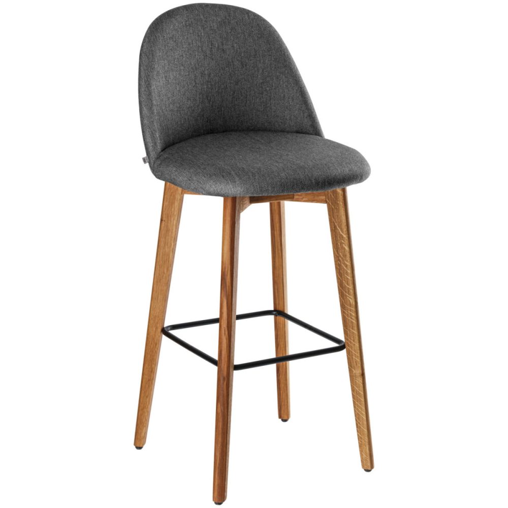 VEGA Barstuhl Alwin; 47x48x111 cm (BxTxH); Sitz anthrazit, Gestell eiche/natur
