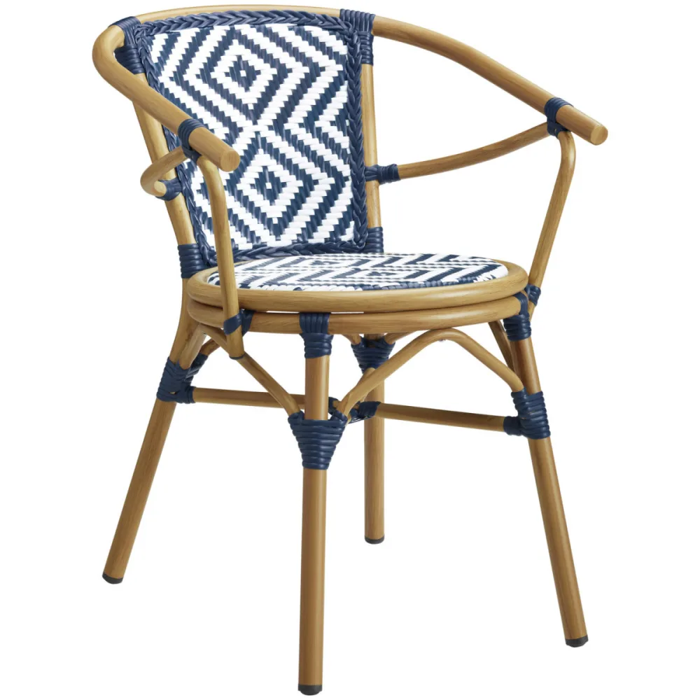 VEGA Outdoor Bistrostuhl Estilo; 59x63x76 cm (BxTxH); Sitz blau, Gestell braun; 2 Stück / Pack
