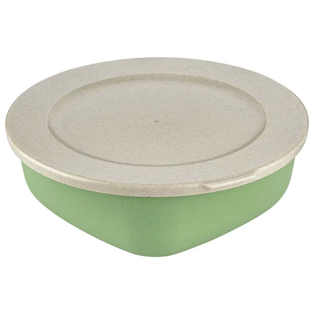 koziol Mehrwegbehälter Connect Box; 1300 ml, 21.3x20.7x7.1 cm (LxBxH); grün; rund; 2 Stück / Pack