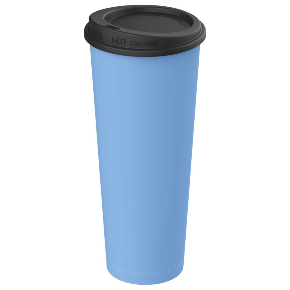 elasto REuse Mehrwegbecher Michigan inkl. Deckel; 500 ml, 7.9x18 cm (ØxH); blau/schwarz; 25 Stück / Pack