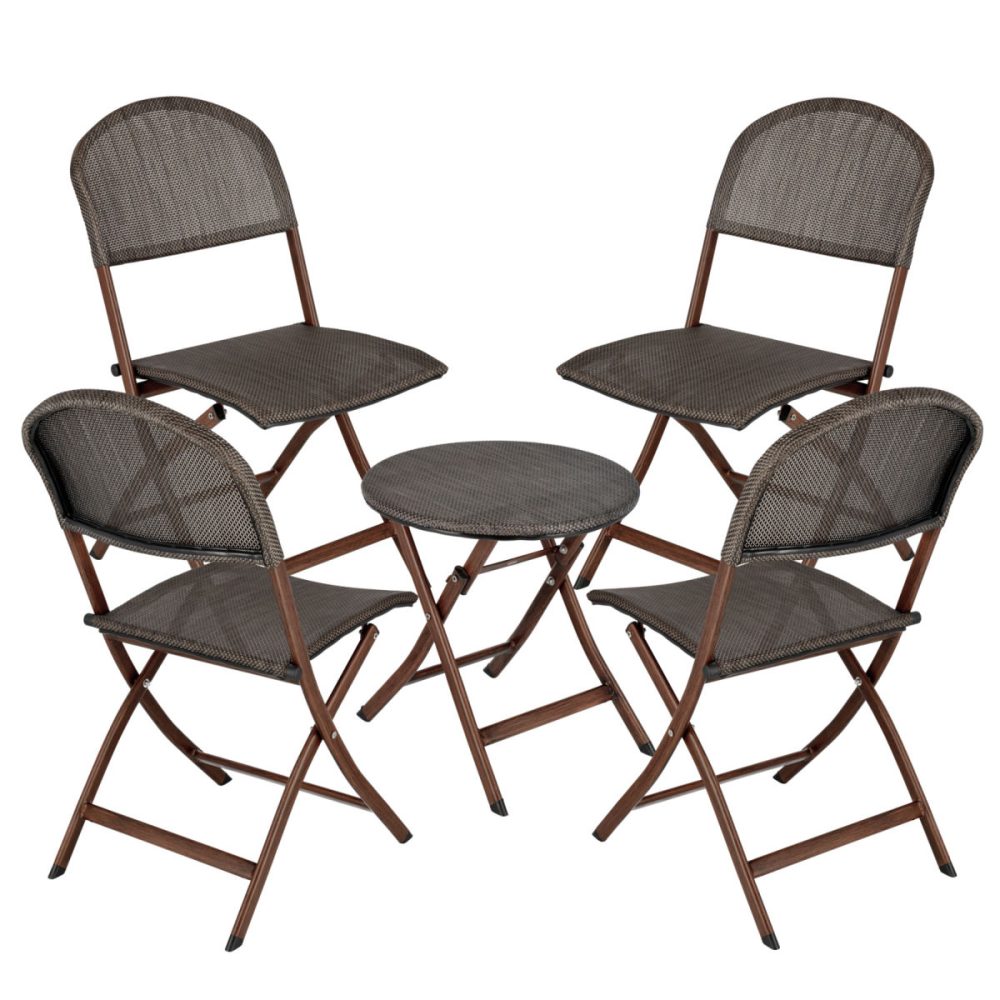 PULSIVA Outdoor-Bistro-Set Romalia 5-tlg.; Sitz anthrazit, Gestell braun