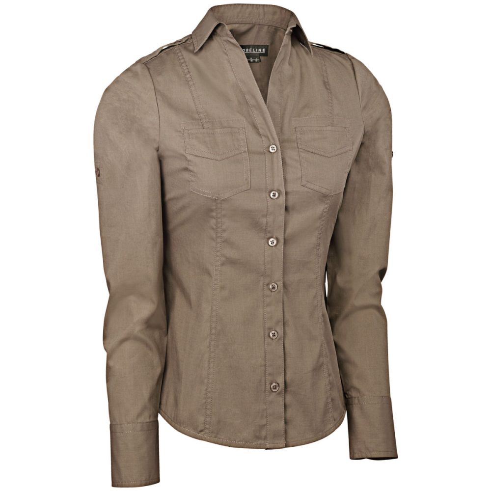 JOBELINE Damenbluse Kate Langarm; Kleidergrösse 34; taupe