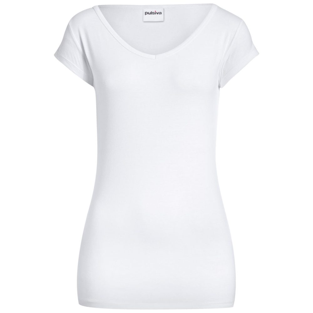 PULSIVA Damenshirt Double-V; Kleidergrösse M; weiss; 2 Stück / Pack