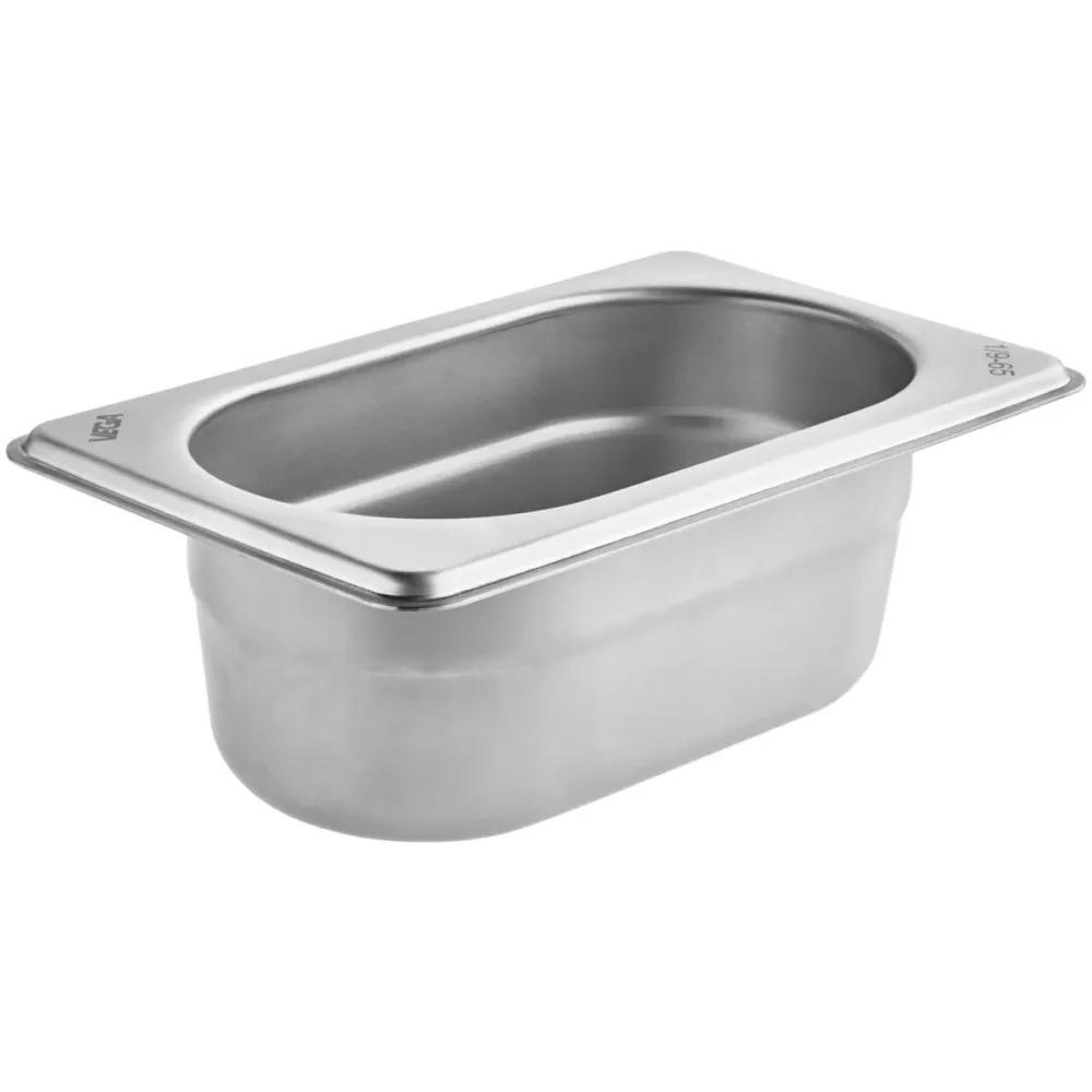 VEGA GN-Behälter Premium  1/9; GN 1/9, 600 ml, 17.6x10.8x6.5 cm (LxBxT); silber
