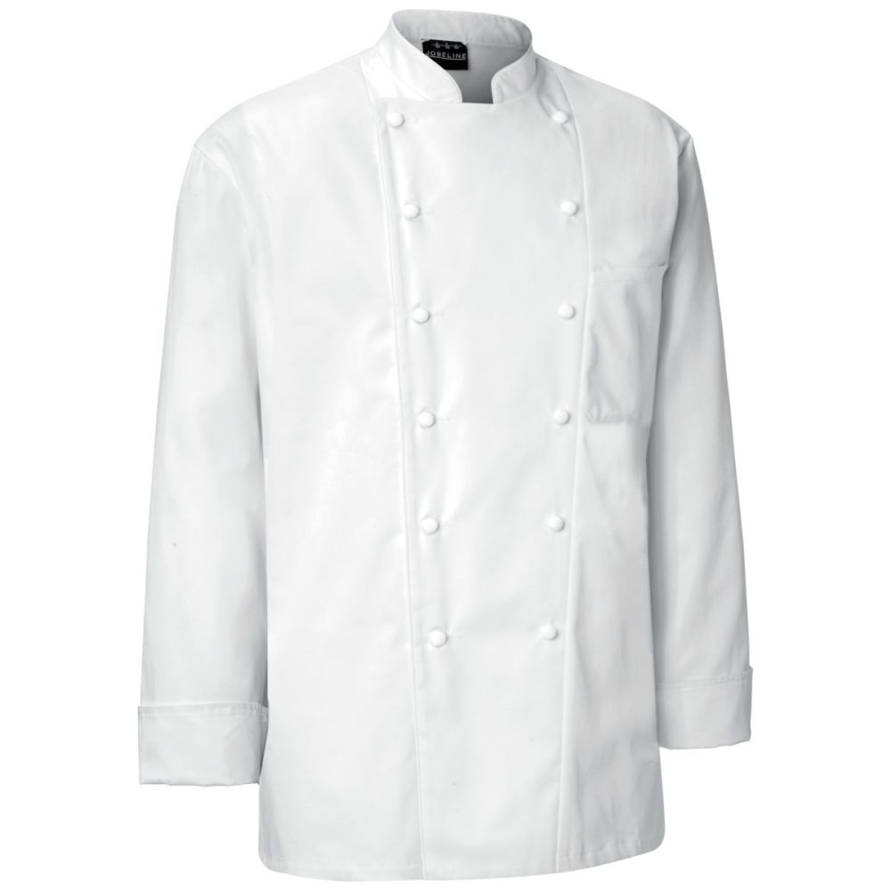 JOBELINE Herrenkochjacke Premium Chef Stoffknöpfe Langarm; Kleidergrösse 64; weiss