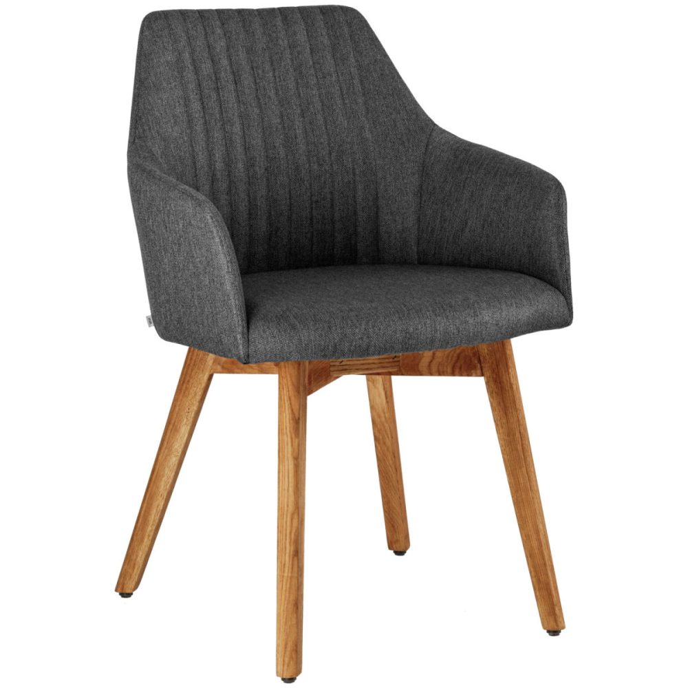 VEGA Armlehnstuhl Arne; 56.5x60x85.5 cm (BxTxH); Sitz anthrazit, Gestell eiche/natur; 2 Stück / Pack