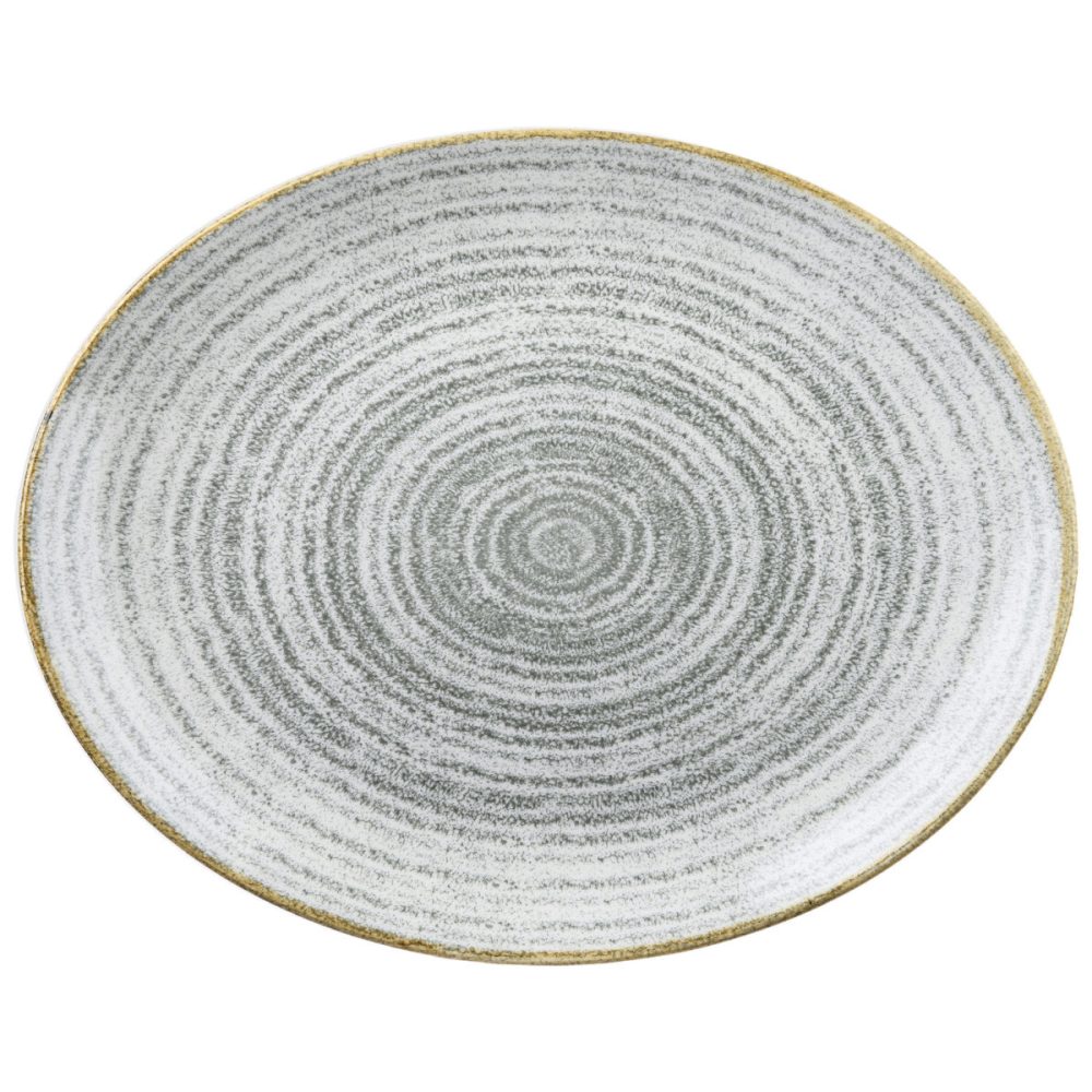 Churchill Platte Studio Prints Stone Grey oval Coupe; 27x22.9 cm (LxB); hellgrau/braun; oval; 12 Stück / Pack