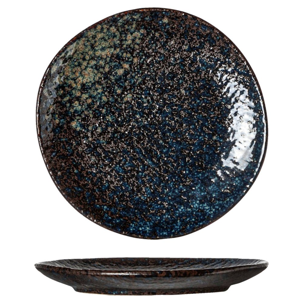 Cosy & Trendy Teller flach Black yoru; 14 cm (Ø); schwarz/blau; organisch; 5 Stück / Pack