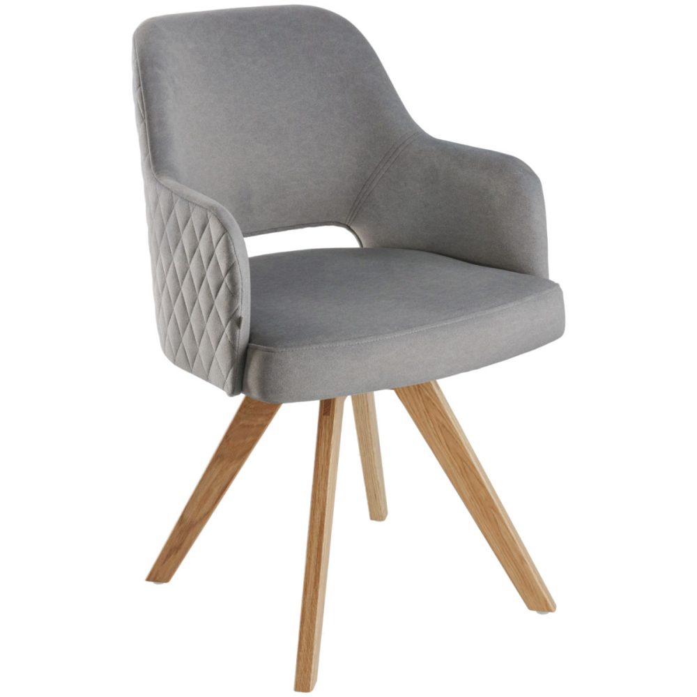 VEGA Drehstuhl Twist Samt; 46x47x85 cm (BxTxH); Sitz grau, Gestell eiche