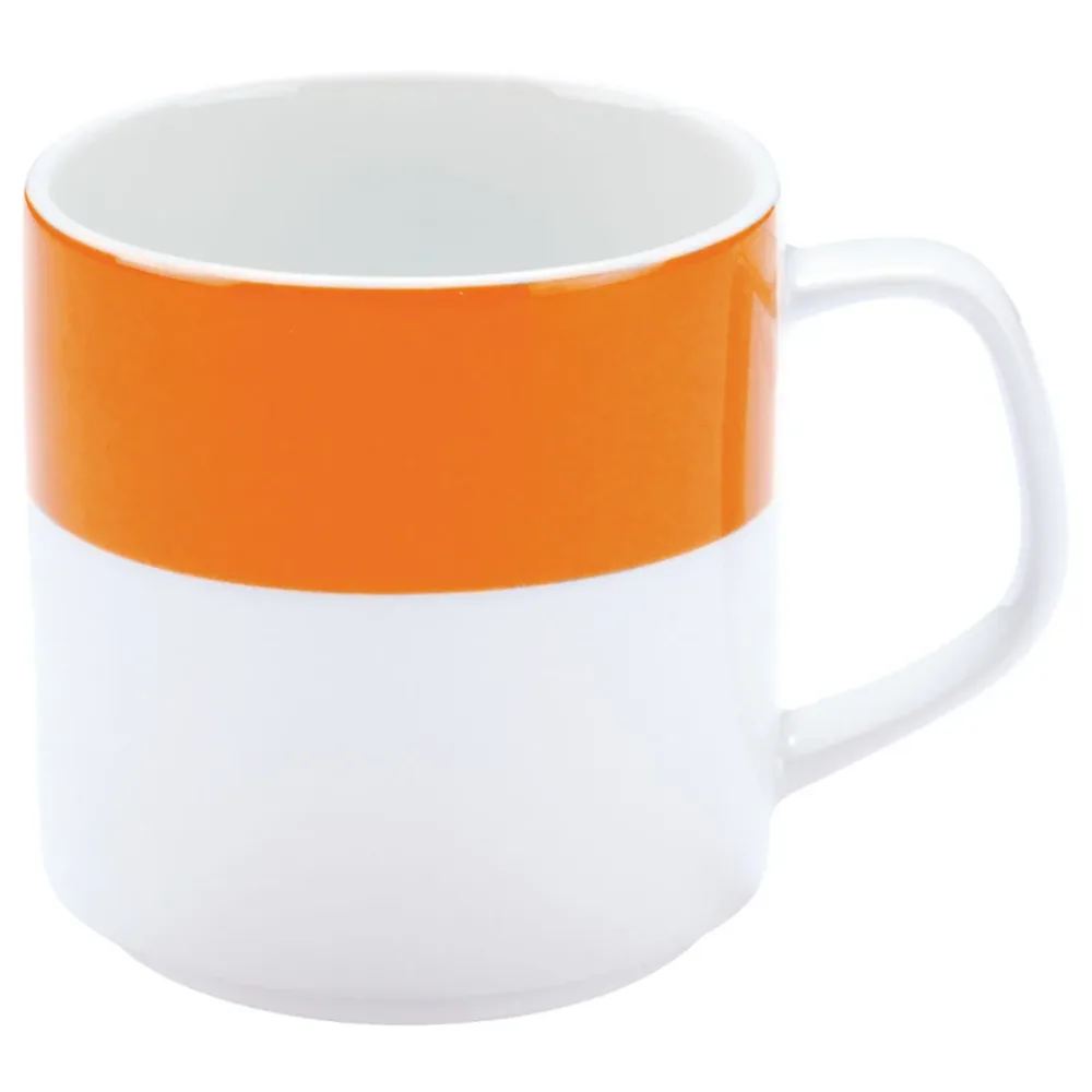 PULSIVA Kaffeebecher Multi-Color; 245 ml, 6x7.8 cm (ØxH); weiss/orange; rund; 6 Stück / Pack