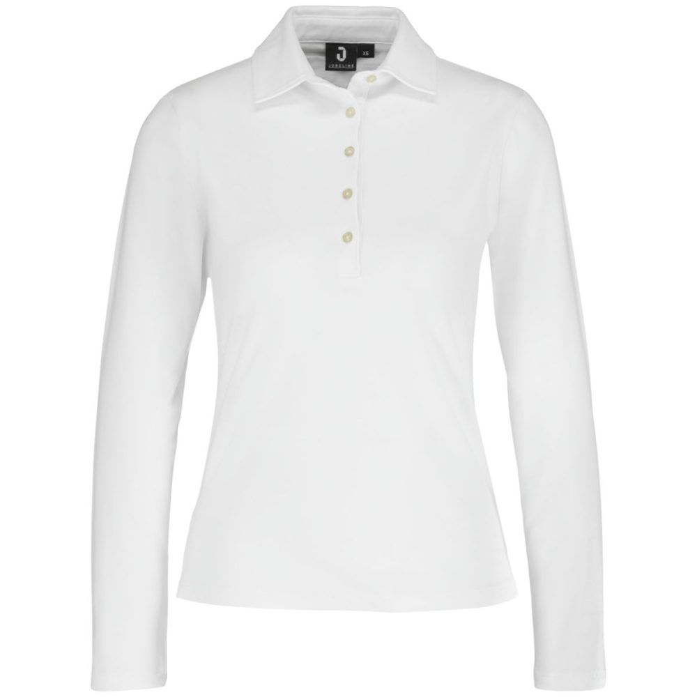 JOBELINE Damen Poloshirt Malme Langarm; Kleidergrösse XL; weiss