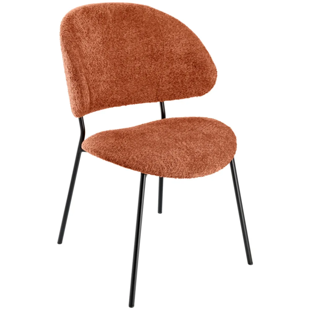 VEGA Polsterstuhl Lindo Bouclé; 55x65x85 cm (BxTxH); Sitz terrakotta, Gestell schwarz