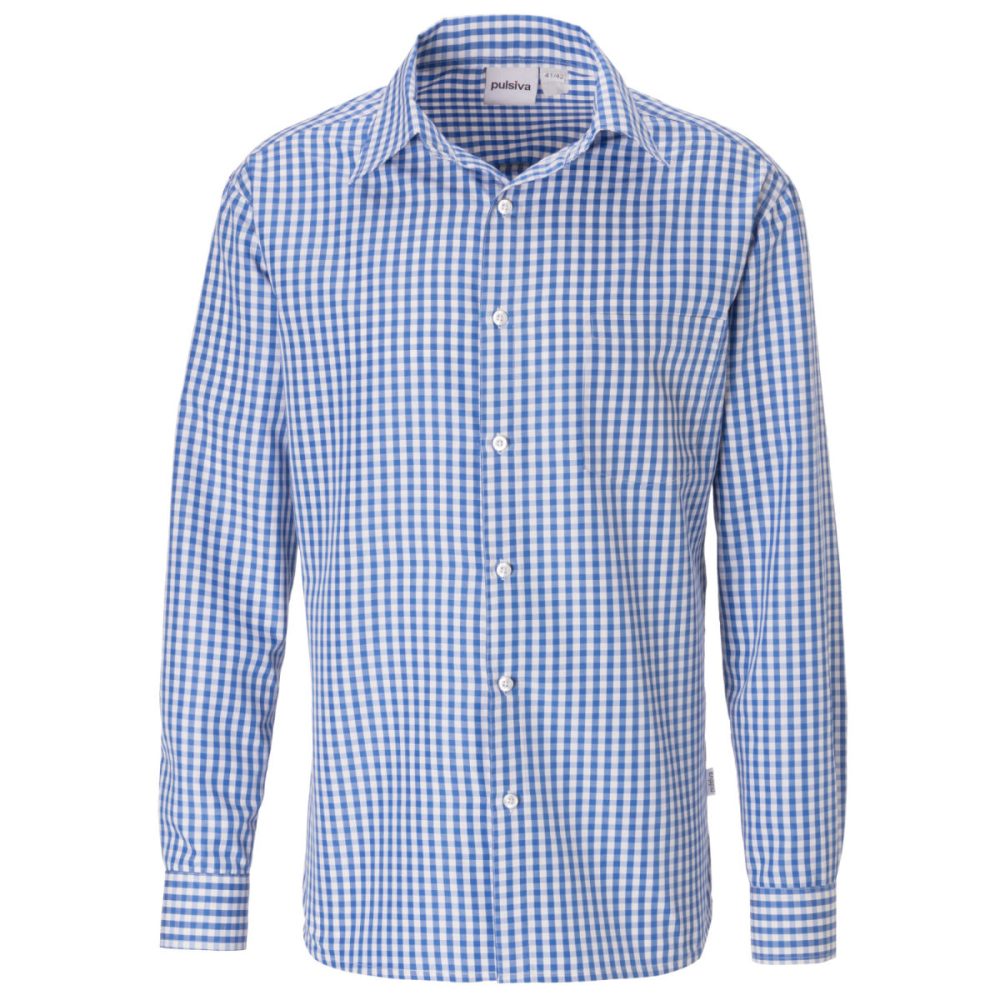 PULSIVA Herrenhemd Tom; Kleidergrösse 41/42; blau/weiss