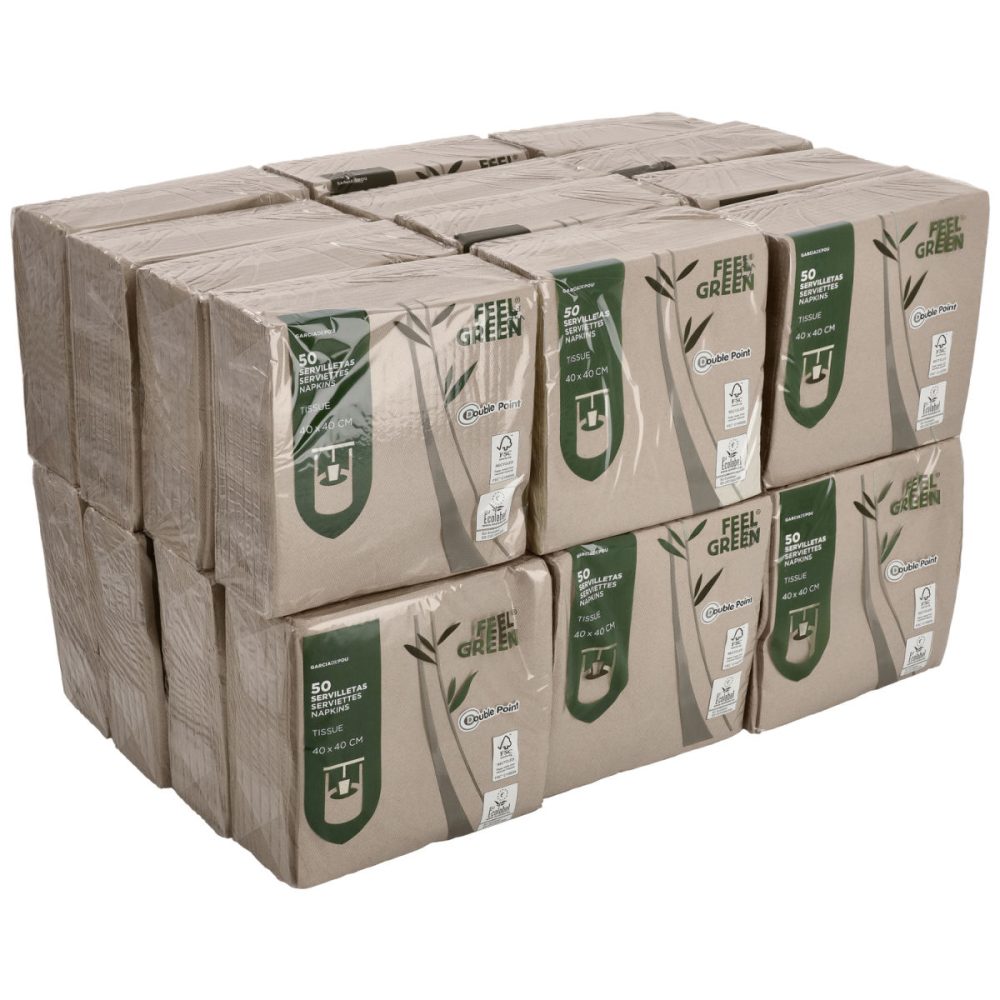 GARCIA DE POU Spar-Pack Serviette Ecolabel 1/4 Falz; 39x39 cm (BxL); natur; 1200 Stück / Pack