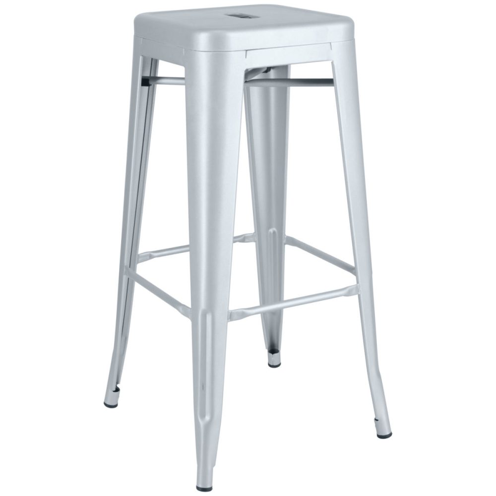 PULSIVA Barhocker Ferano im Industriedesign; 42.8x42.8x75.8 cm (BxTxH); silber; 2 Stück / Pack