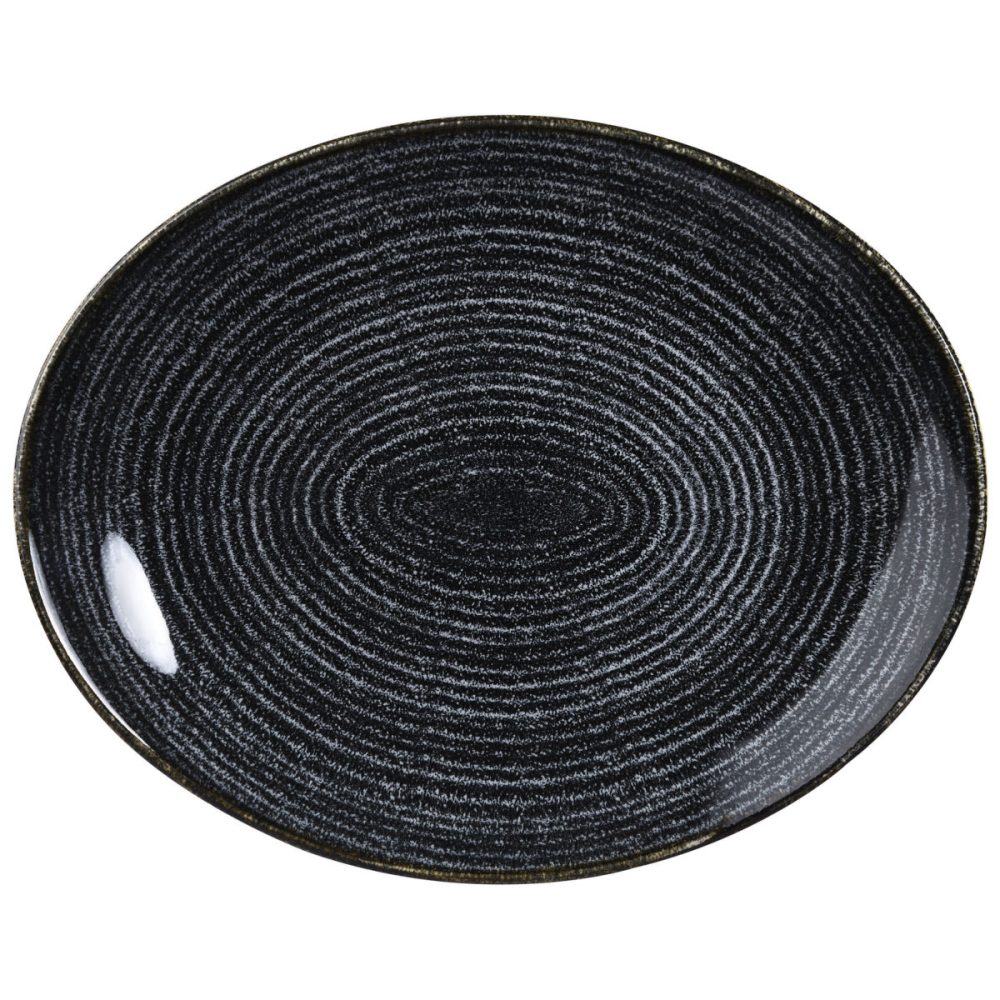 Churchill Teller Studio Prints Charcoal Black oval Coupe; 31.7x25.5 cm (LxB); schwarz; oval; 12 Stück / Pack