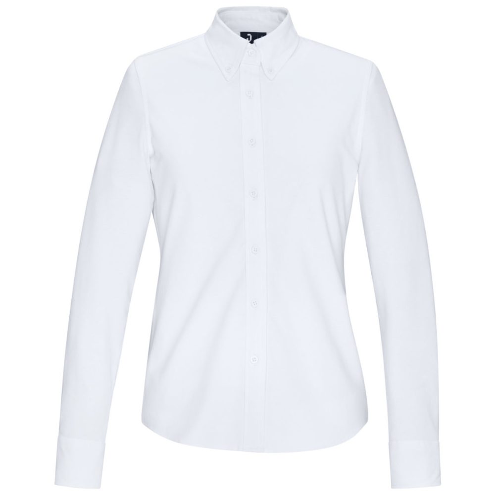 JOBELINE Damen Bluse Piqué Langarm; Kleidergrösse S; weiss