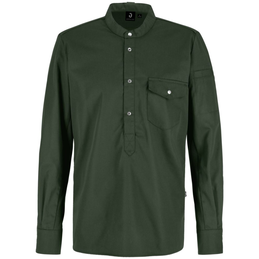 JOBELINE Herren Kochshirt Luca Langarm; Kleidergrösse 50; dunkeloliv