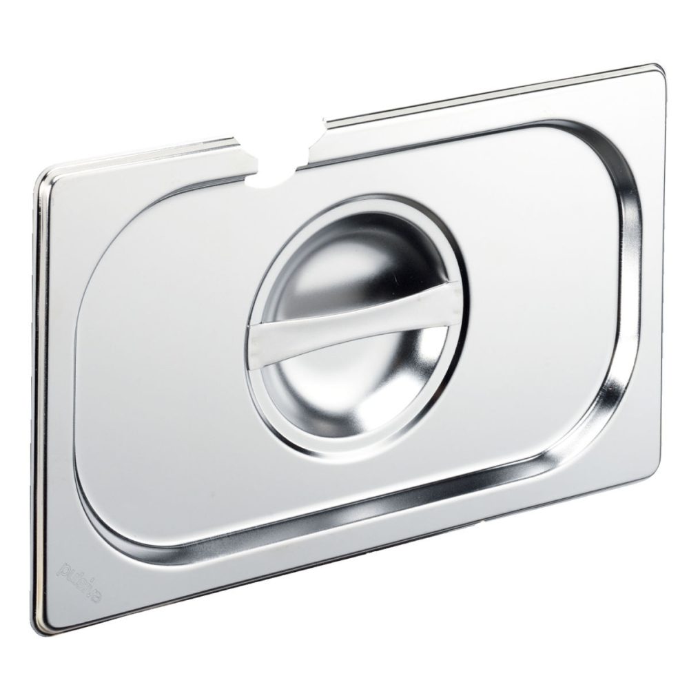 PULSIVA GN-Deckel 1/4 Basic mit Löffelaussparung; GN 1/4, 26.5x16.2 cm (LxB); silber