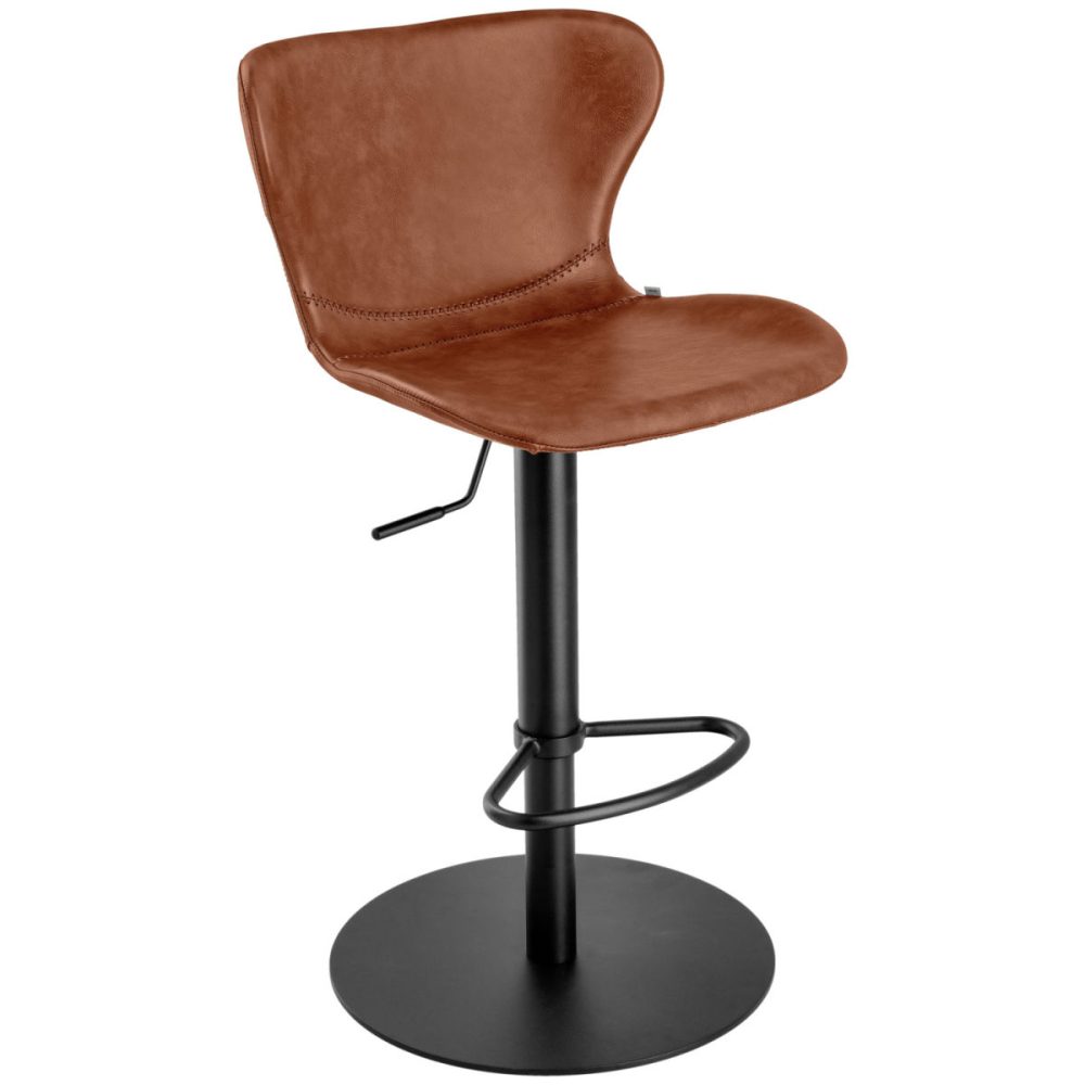VEGA Barstuhl Dallas; 45x35x105 cm (BxTxH); Sitz cognac, Gestell schwarz