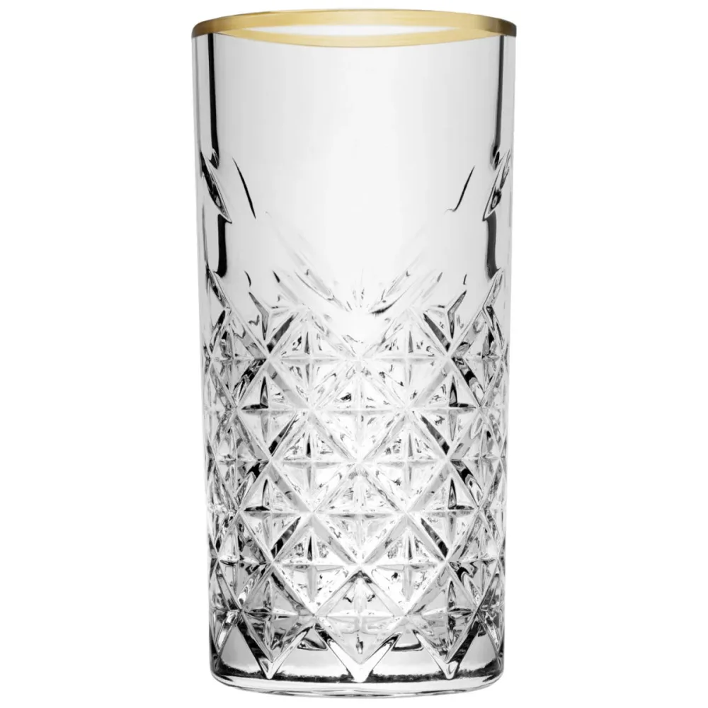 Pasabahçe Longdrinkglas Timeless; 295 ml, 6.7x14.3 cm (ØxH); transparent/gold; 4 Stück / Pack