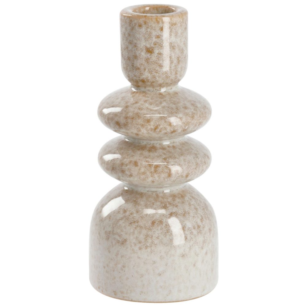 Spitzkerzenhalter Attila; 6.6x14.3 cm (ØxH); beige/braun