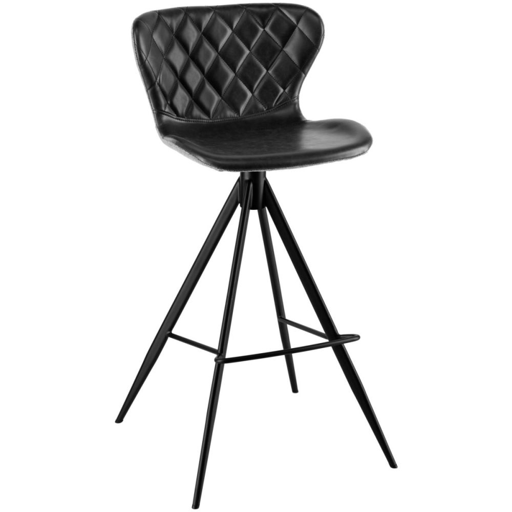 VEGA Barstuhl Kansas; 52.5x50x104 cm (BxTxH); Sitz schwarz/hellgrau, Gestell schwarz; 2 Stück / Pack