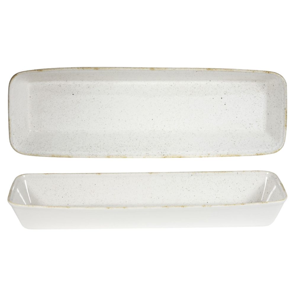 Churchill Buffetschale Stonecast Hints Barley White rechteckig; 3000 ml, 53x16x6.2 cm (LxBxH); weiss/braun; rechteckig; 2 Stück / Pack